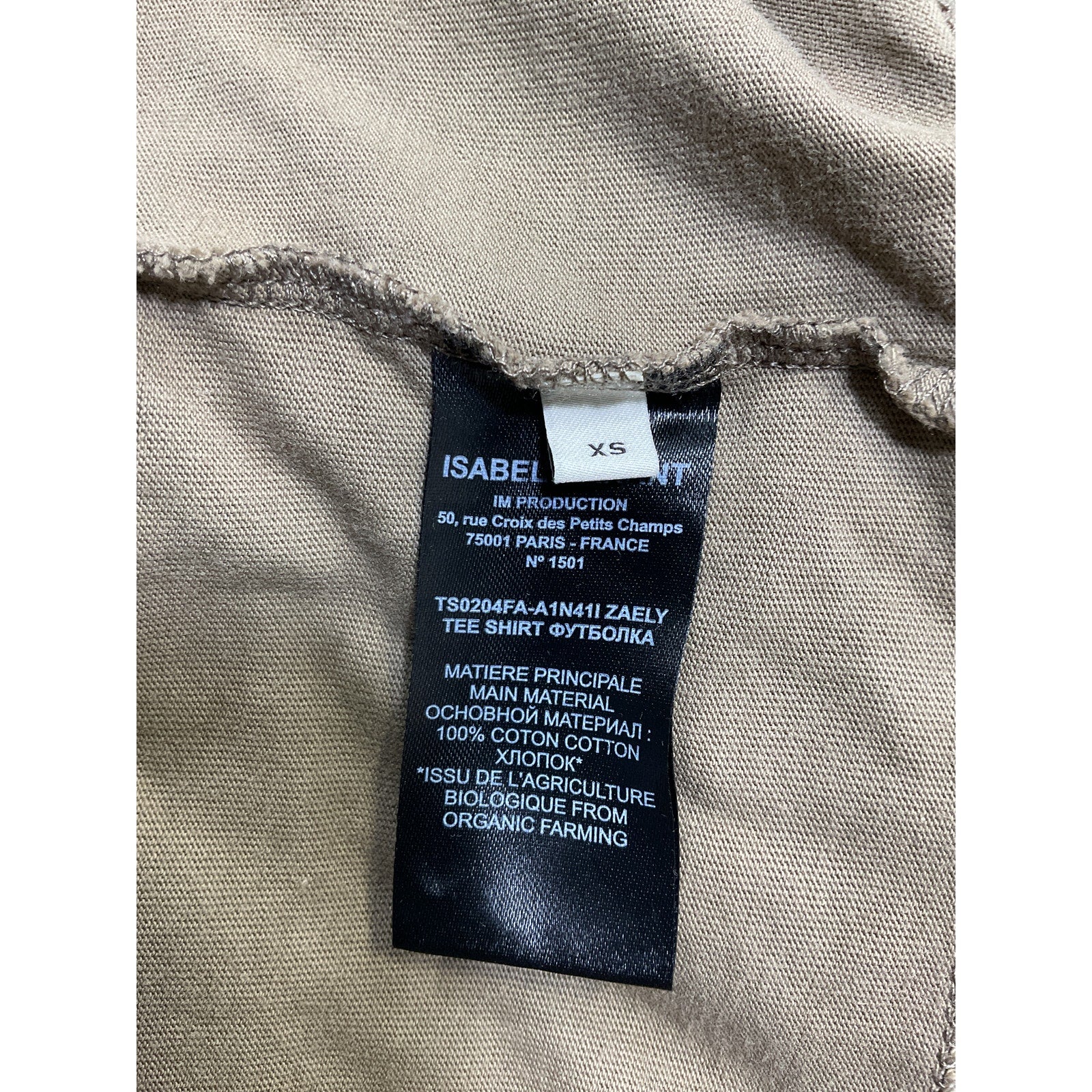 Isabel Marant 'Zaely' Brown Cotton Tee Size XS