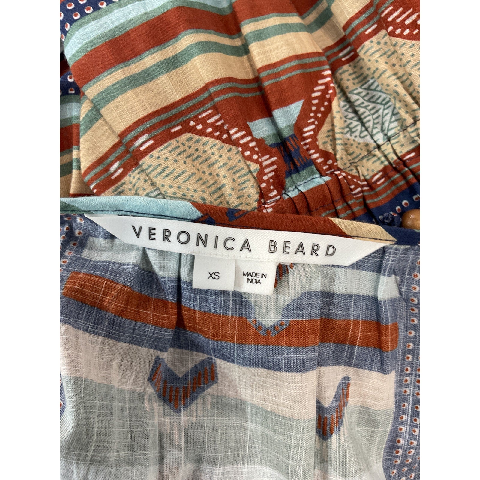 Veronica Beard 'Mayim' Blue Chevron Mini V Neck Dress Size XS