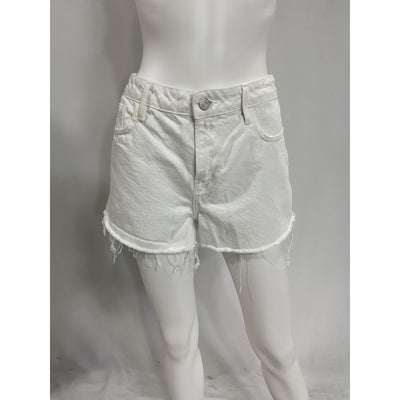 Frame Le Grand White Garcon Frayed Denim Shorts Size 29