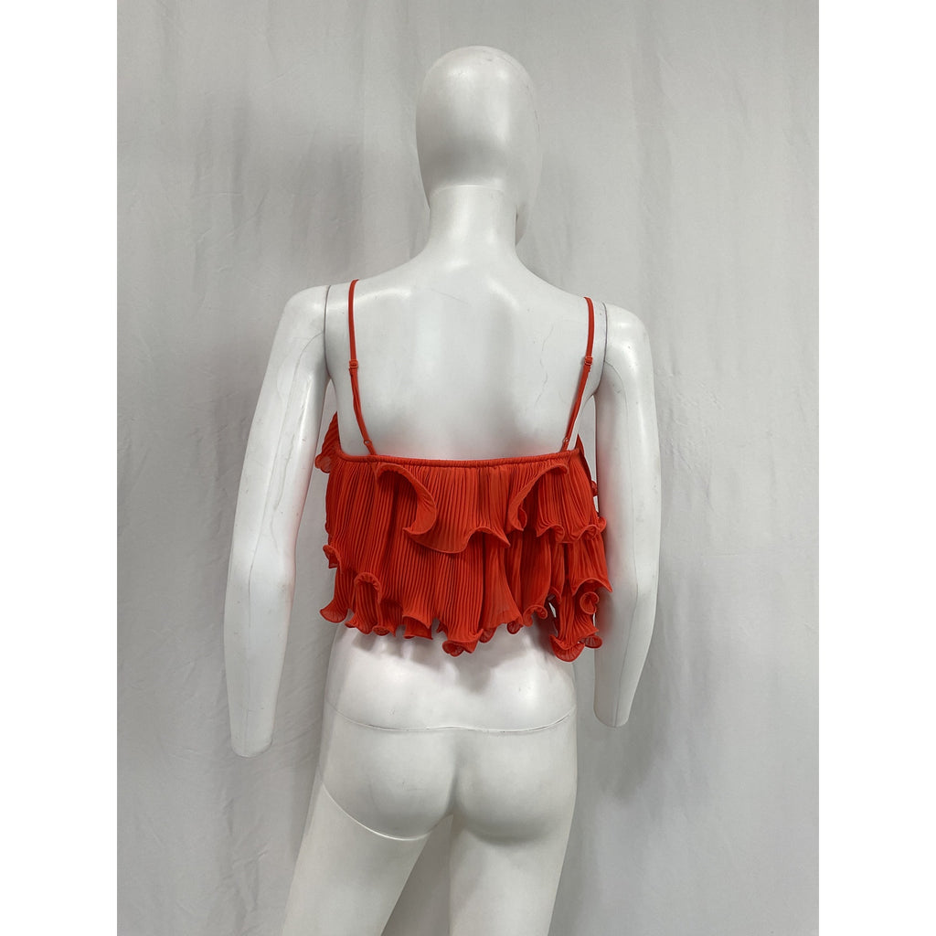 Amur 'Ainsley' Red Poly Ruffle Top Size 0