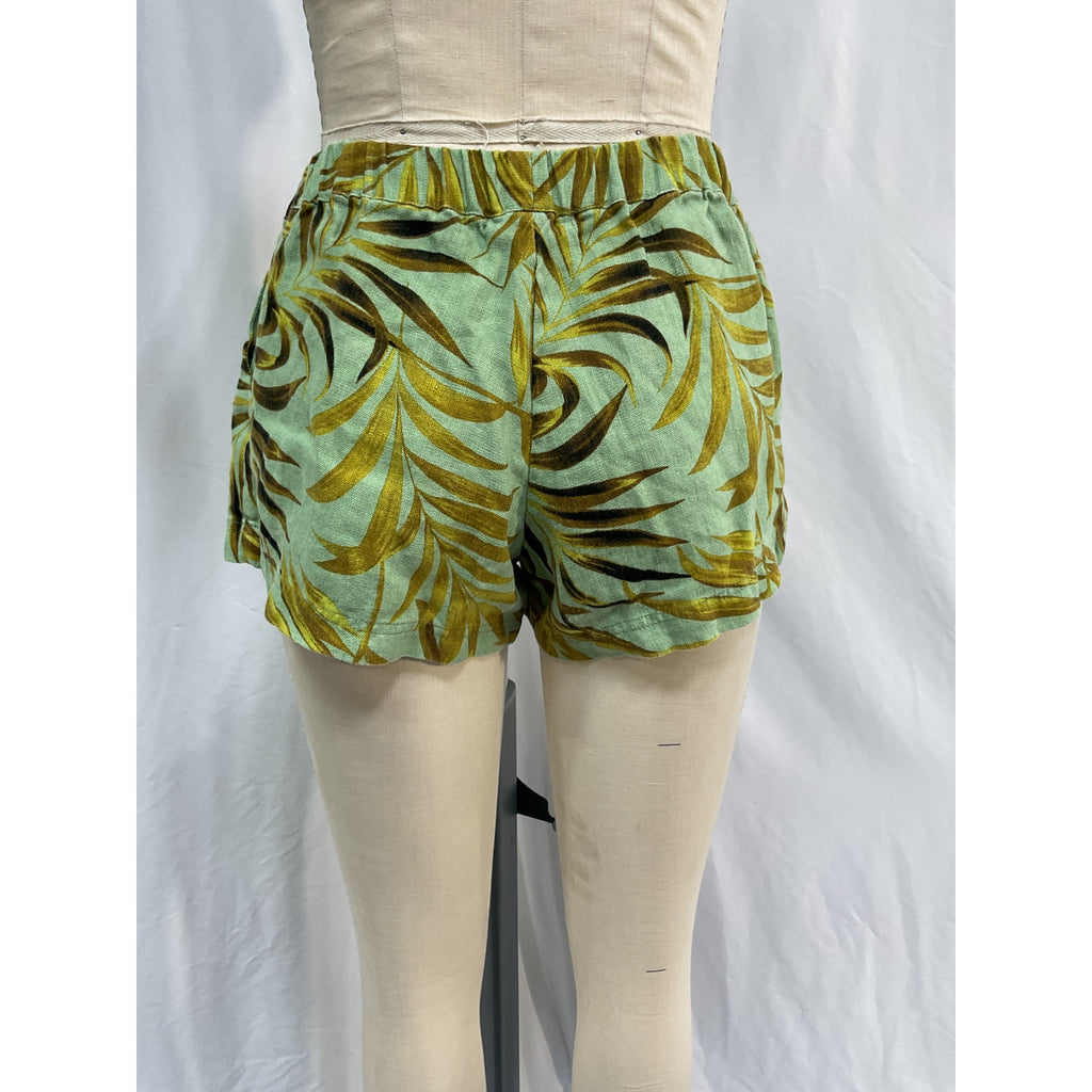 Mikoh 'Reus' Green Linen Short With Elastic Waist Shorts Size 1