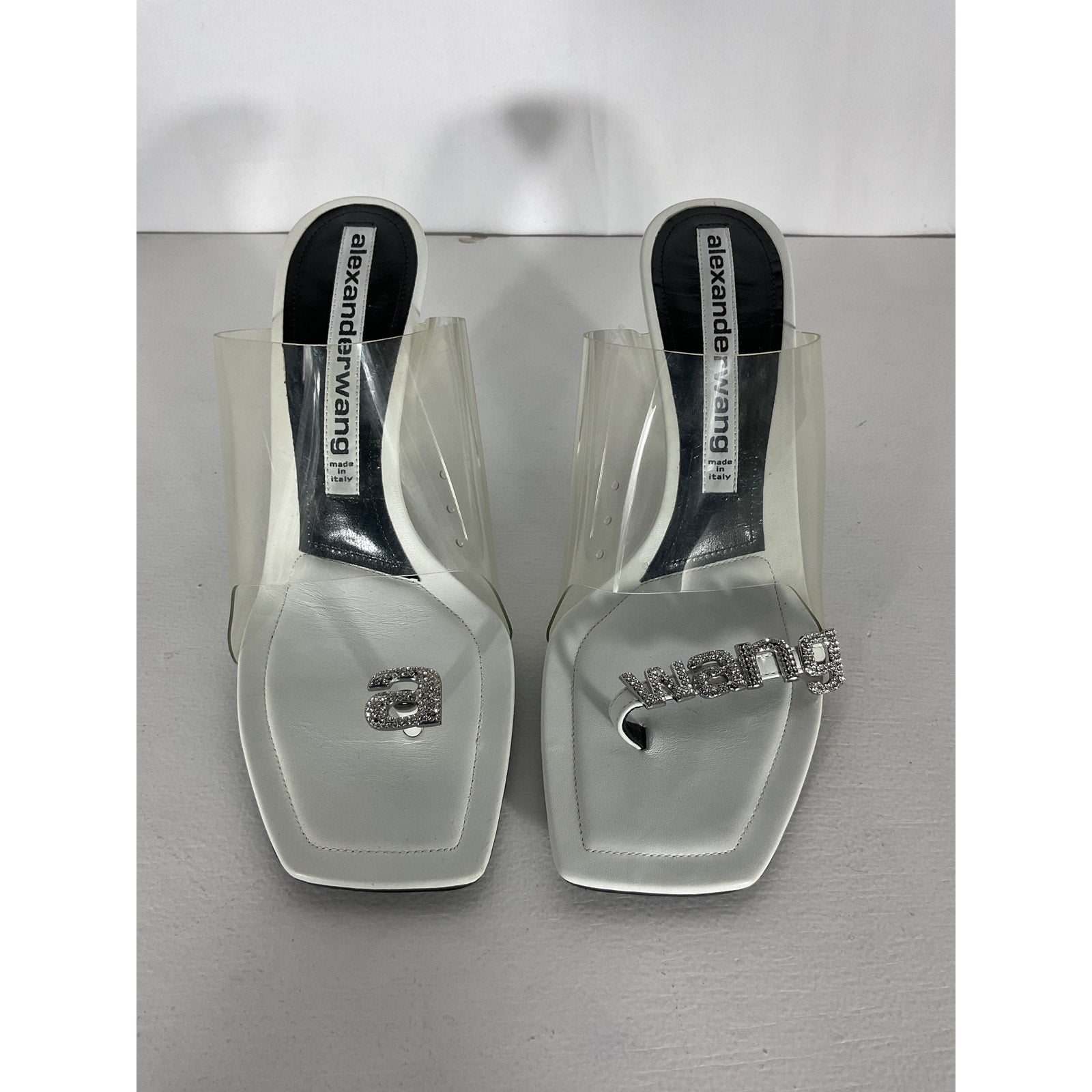 Alexander Wang 'Ivy' White Pvc 85 Mule Size 8.5