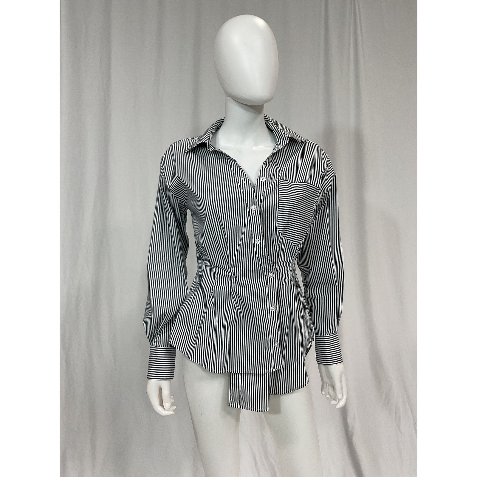 Veronica Beard 'Rosamund' White Poplin Striped Wrap Shirt Size 4