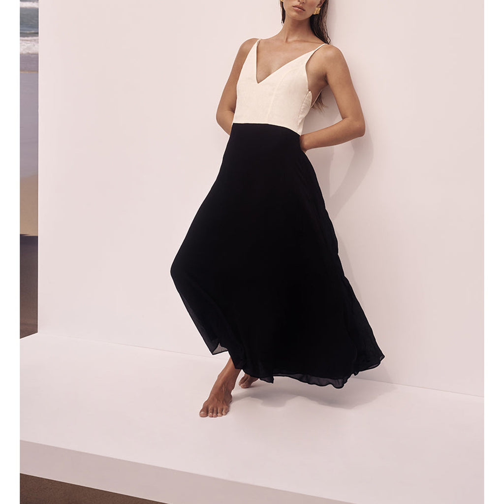 Dissh 'Grace' White Linen V Neck Midi Dress Size 12