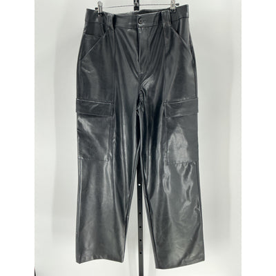 Helsa Waterbased Black Polyurethane Faux Leather Cargo Pant Size M