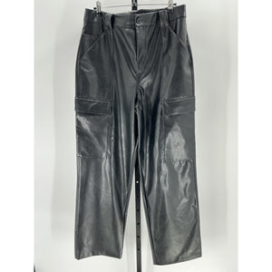 Helsa Waterbased Black Polyurethane Faux Leather Cargo Pant Size M