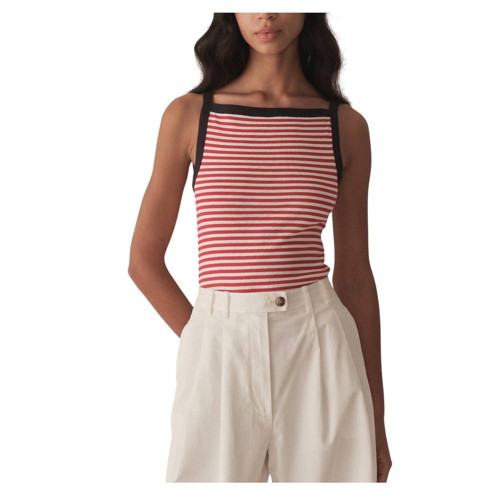 D�en 'Andrea' Red Cotton Tank Top Size S