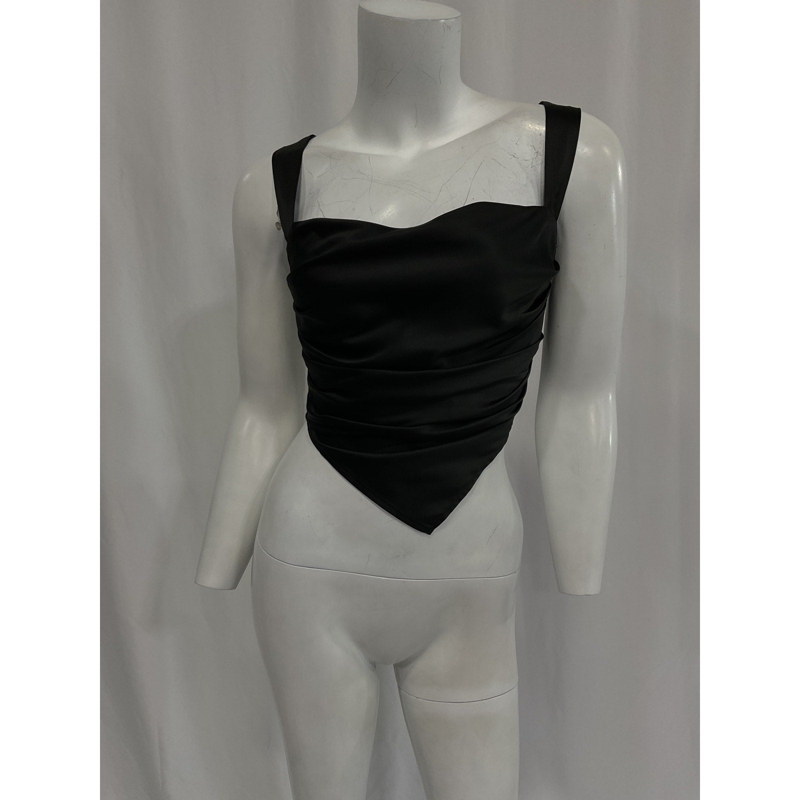 Miaou 'Square' Black Neckline Sleeveless Crop Top Size S