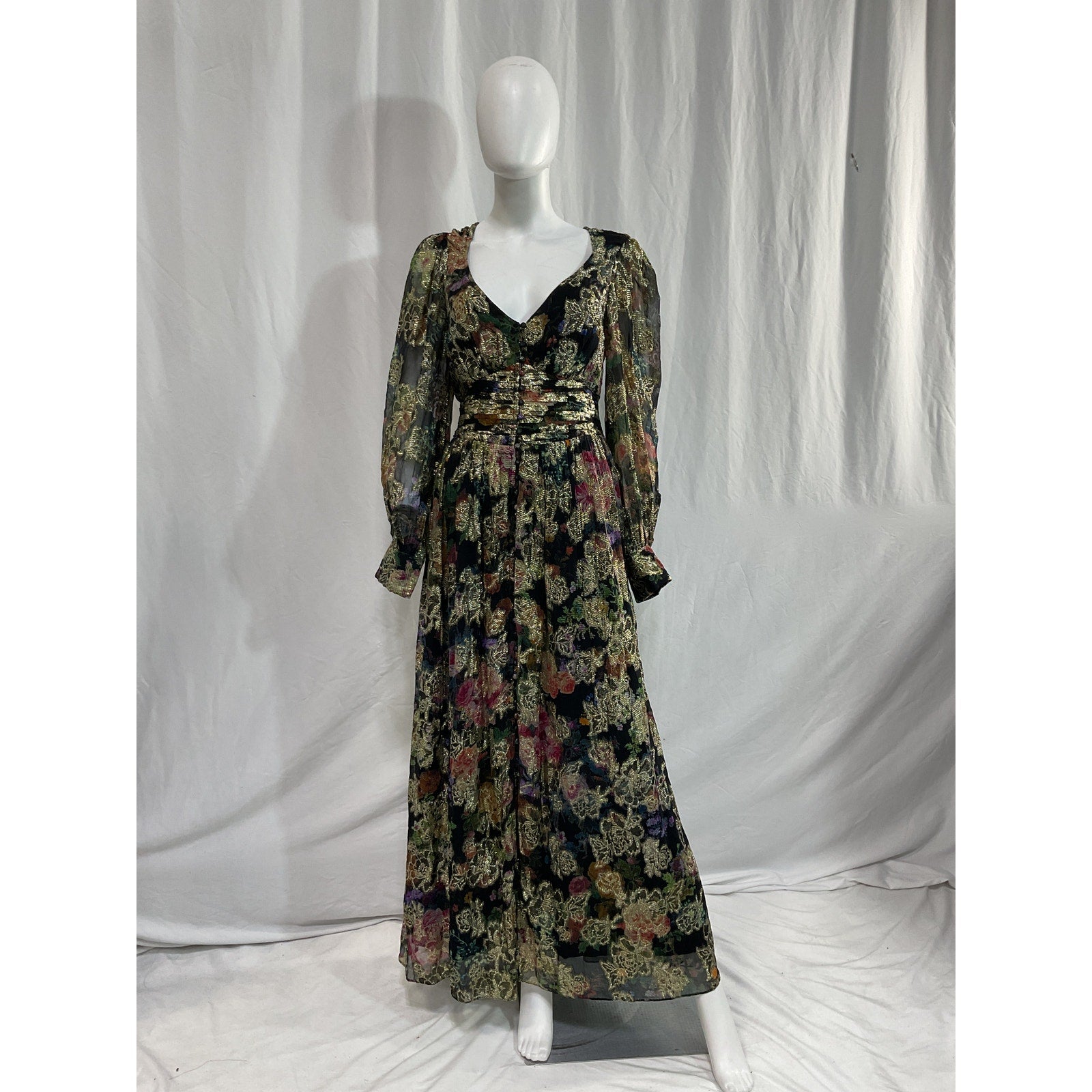 Hemant And Nandita Black Georgette Maxi Dress Size M