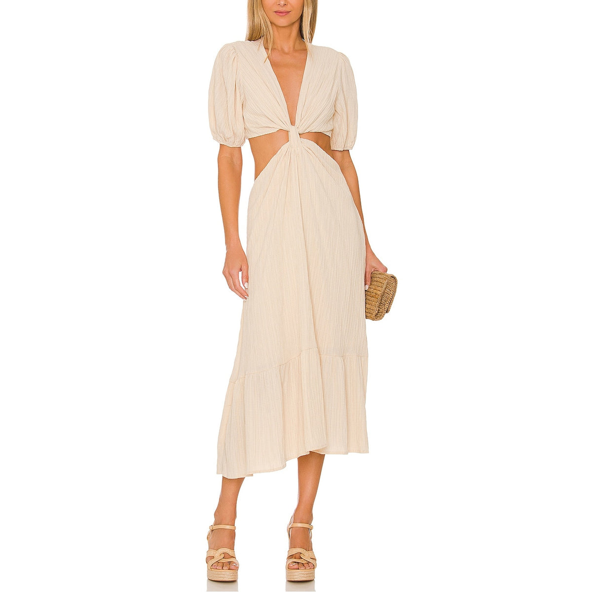 Line & Dot 'Ella' White Rayon Midi Dress Size XS