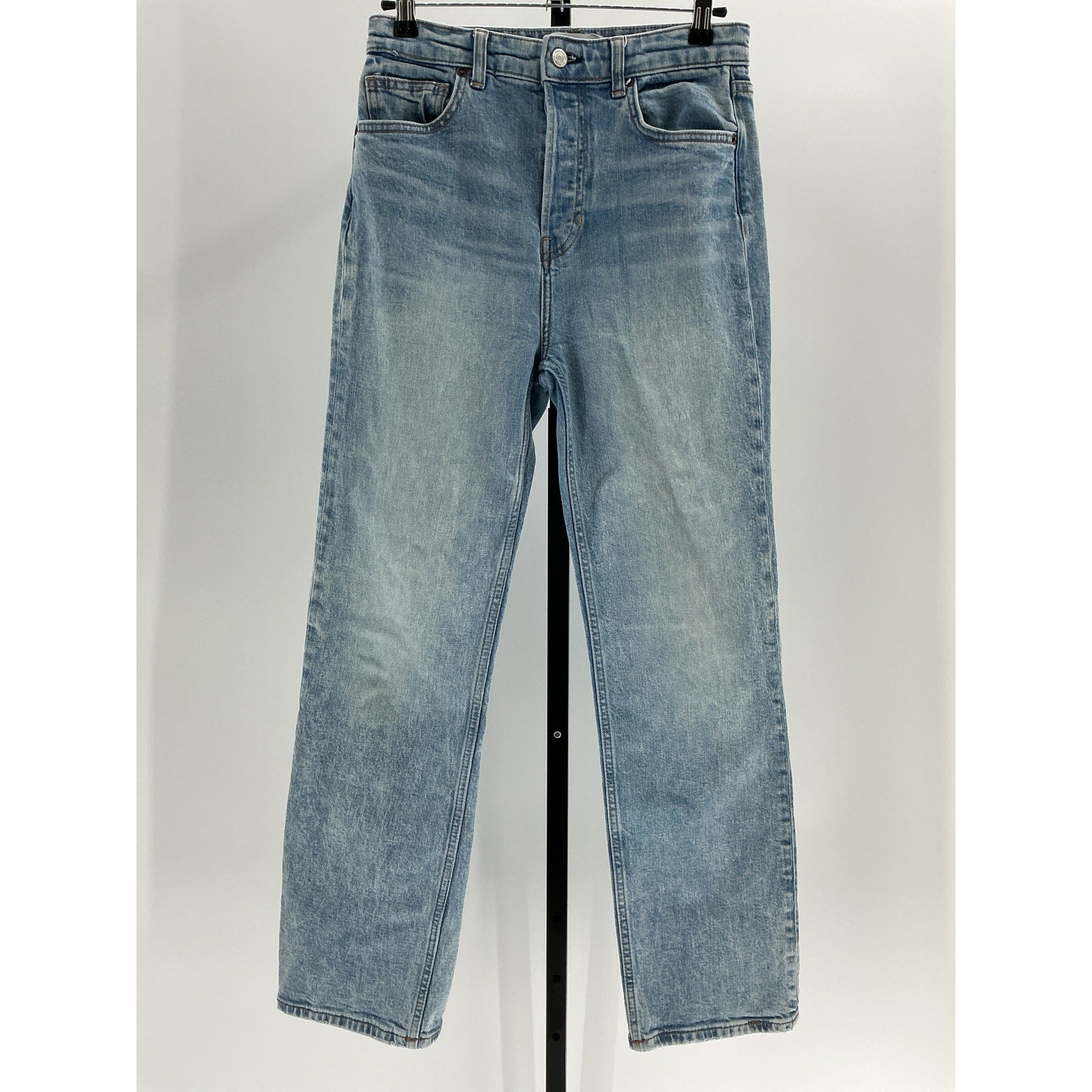 Reformation 'Cynthia' Blue Cotton Stretch High Rise Straight Denim Jean Size 27