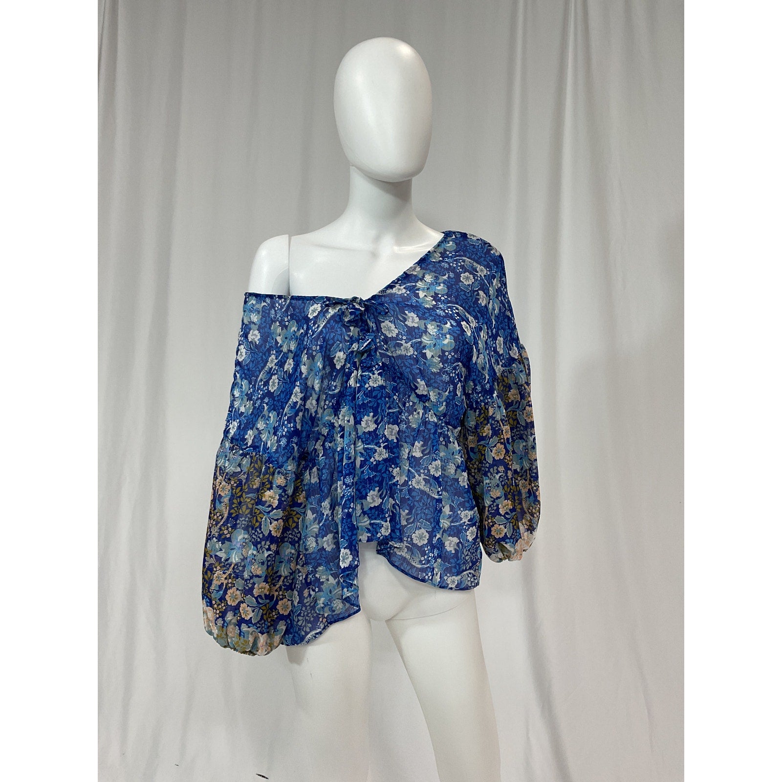 Misa Los Angeles 'Joa' Blue Voile Top Size XS - NWT