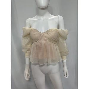 House Of Harlow 1960 'Burna' White Chiffon Off Shoulder Blouse Size XXS