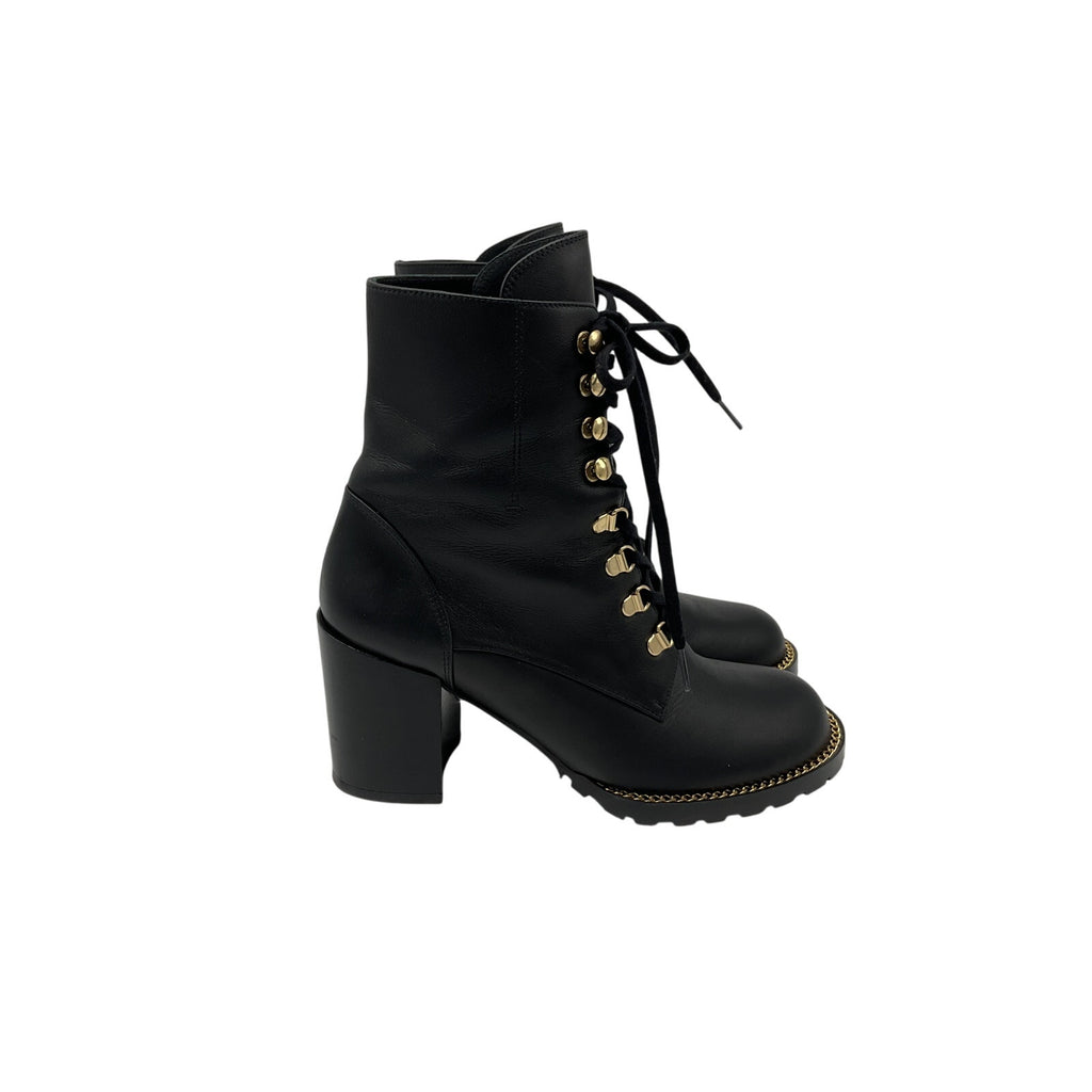 Stuart Weitzman 'Kolbie' Black Leather Block Bootie Size 8.5