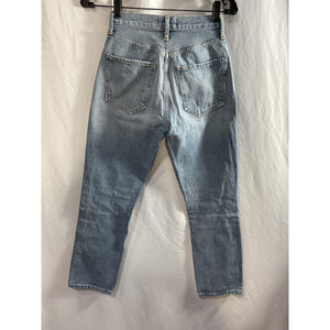 Agolde 'Riley' Blue Cotton High Rise Straight Crop Denim Jean Size 23