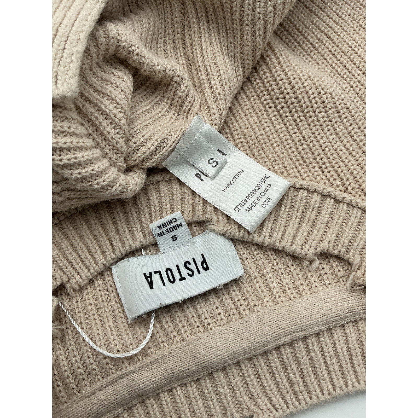 Pistola 'Darya' Beige Cotton Oversized Crewneck Pullover Size S
