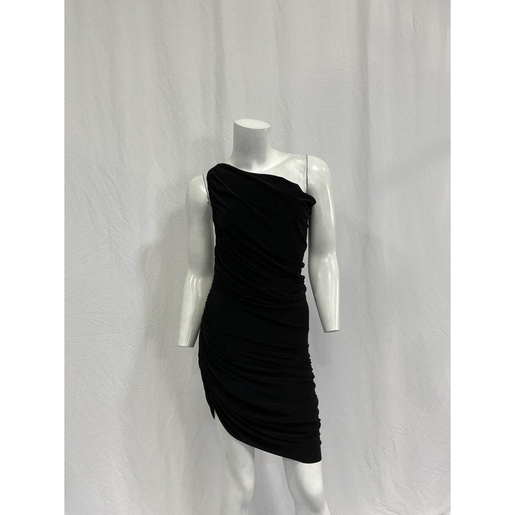 Norma Kamali 'Diana' Black Polyester Mini Dress Size XS
