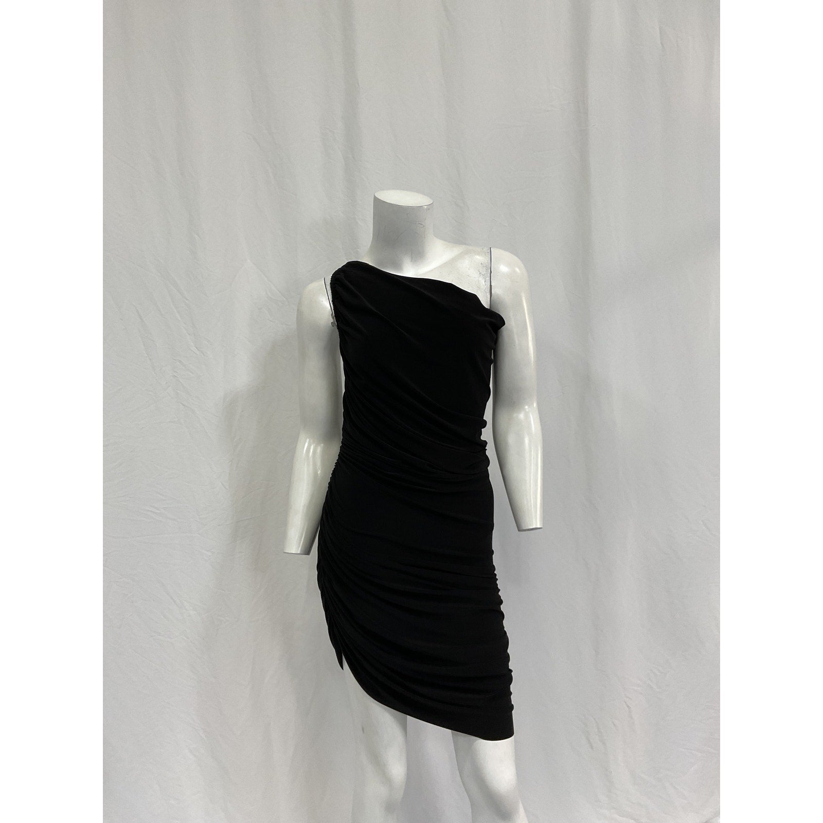 Norma Kamali 'Diana' Black Polyester Mini Dress Size XS