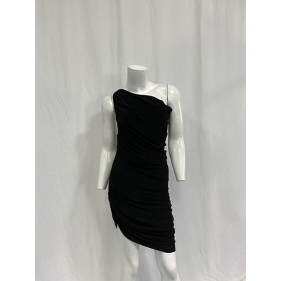 Norma Kamali 'Diana' Black Polyester Mini Dress Size XS