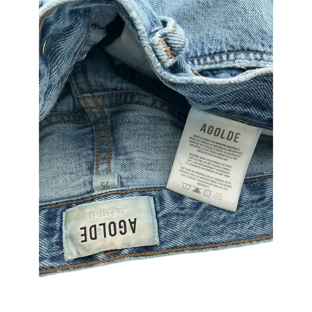 Agolde Ren: High Rise Blue Cotton Wide Leg Denim Jean Size 25
