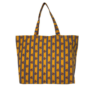 Sézane Printed Yellow Floral Stripe Tote Bag