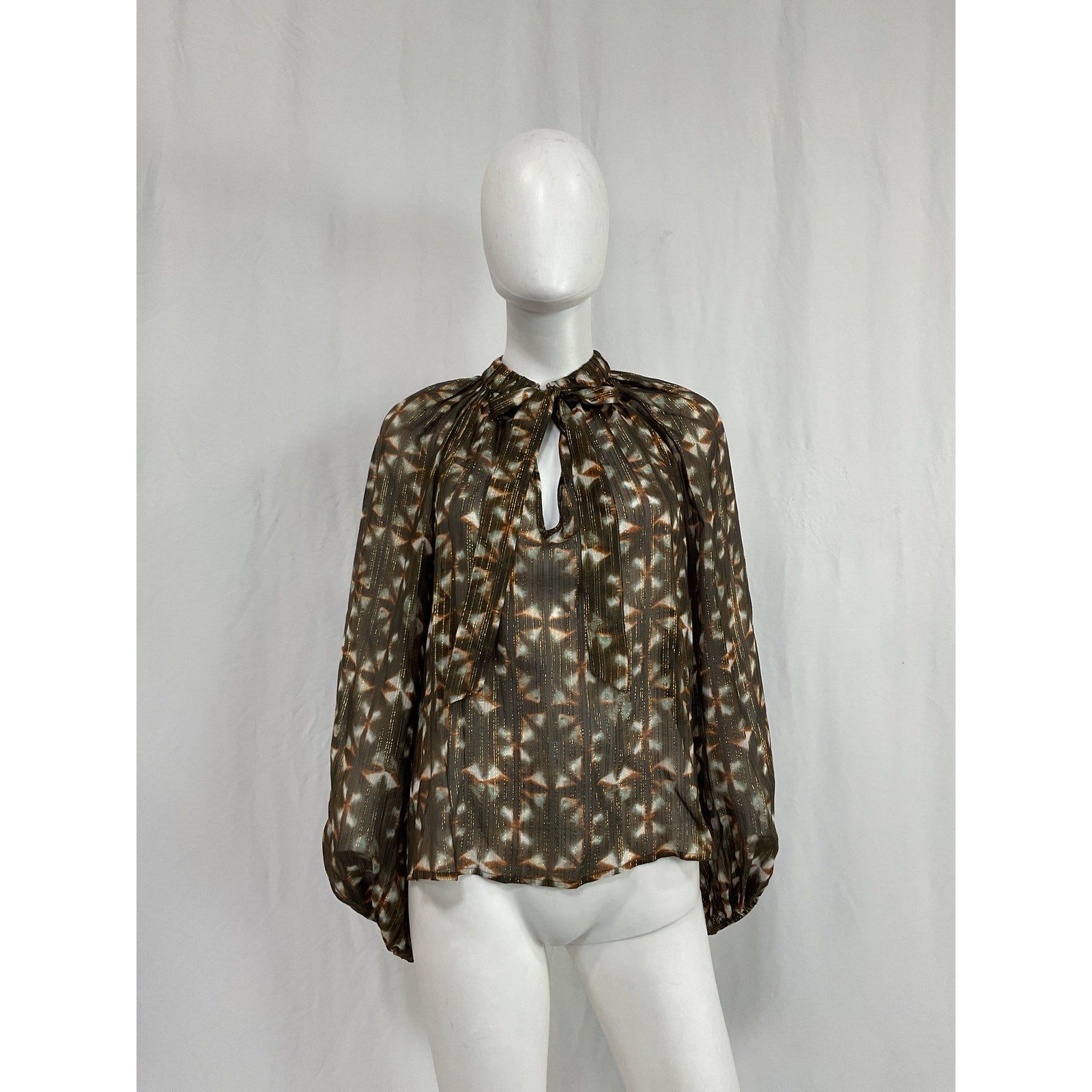 Ulla Johnson 'Luna' Brown Silk Blouse Size 2