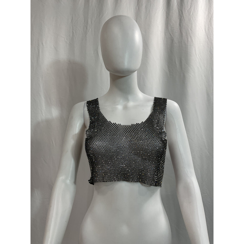 Santa Brands Black Crystal Embellished Crop Top Size XS-S
