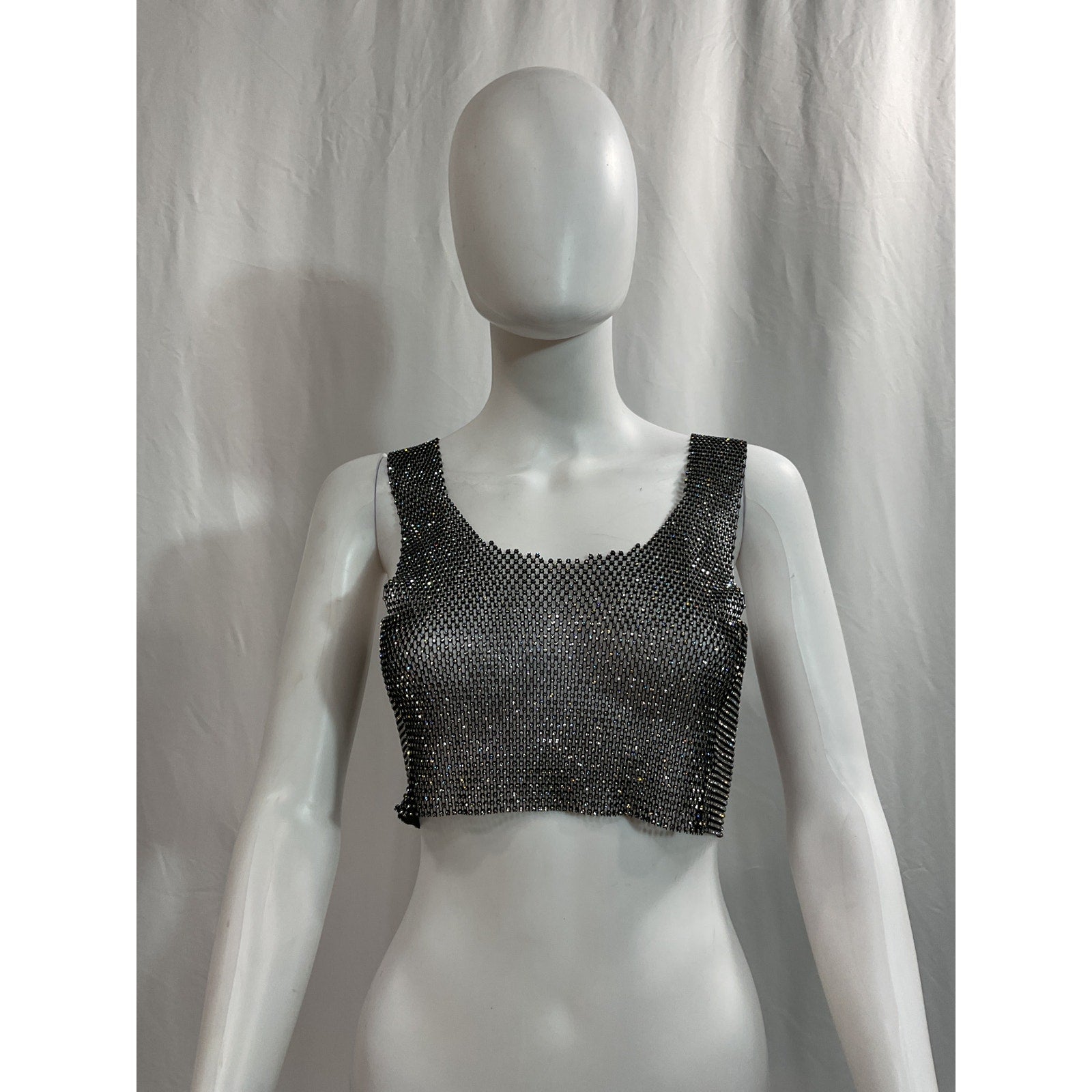 Santa Brands Black Crystal Embellished Crop Top Size XS-S