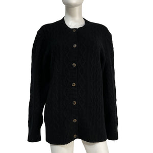 Favorite Daughter Cable Knit Black Oversized Cardigan Sweater Size S