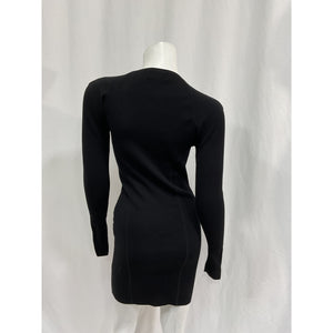 Michael Costello 'Abner' Black Viscose Cut Out Mini Dress Size S