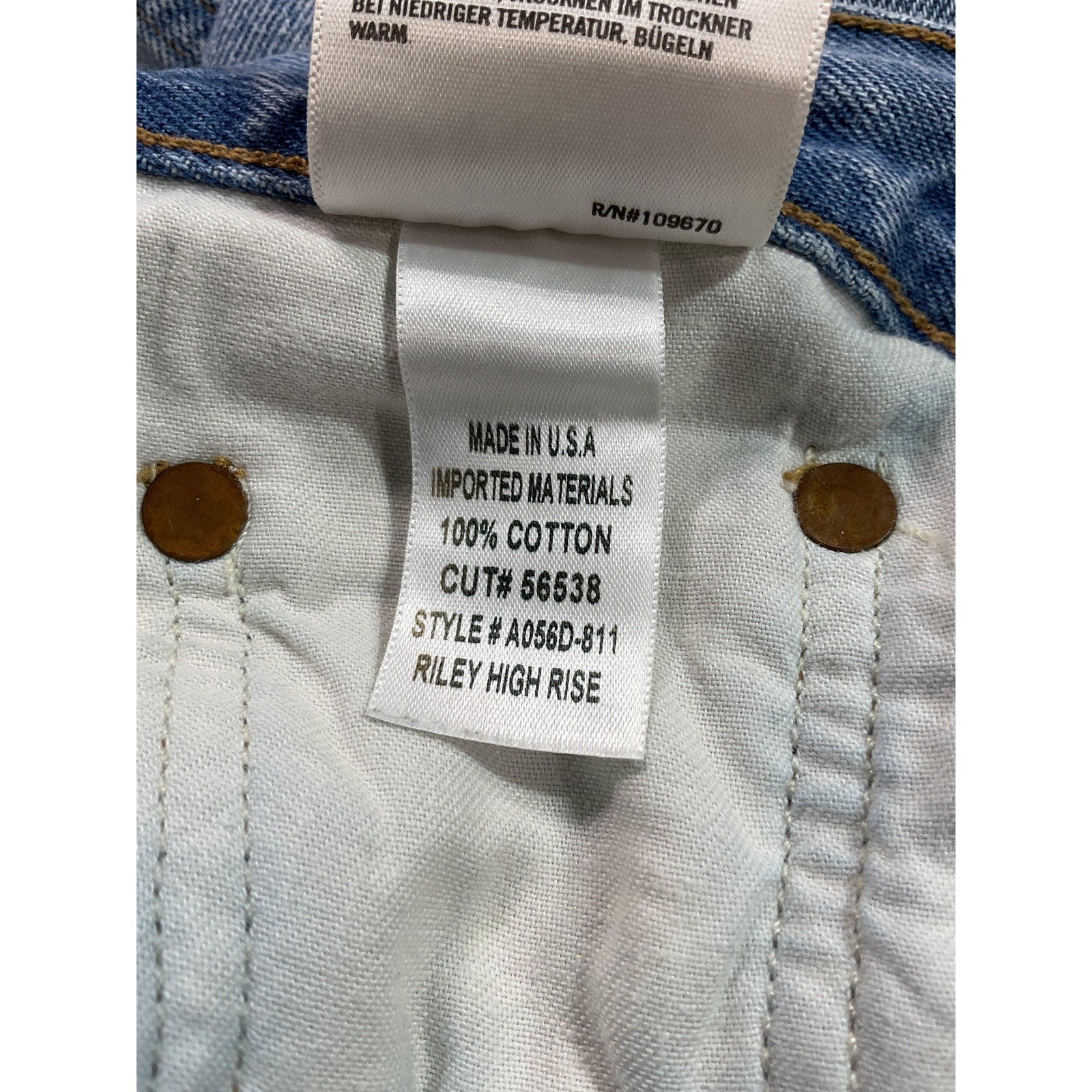 Agolde 'Riley' Blue High Rise Straight Crop Denim Jean Size 24