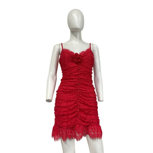 For Love & Lemons 'Della' Red Nylon Mini Dress Size L - NWT
