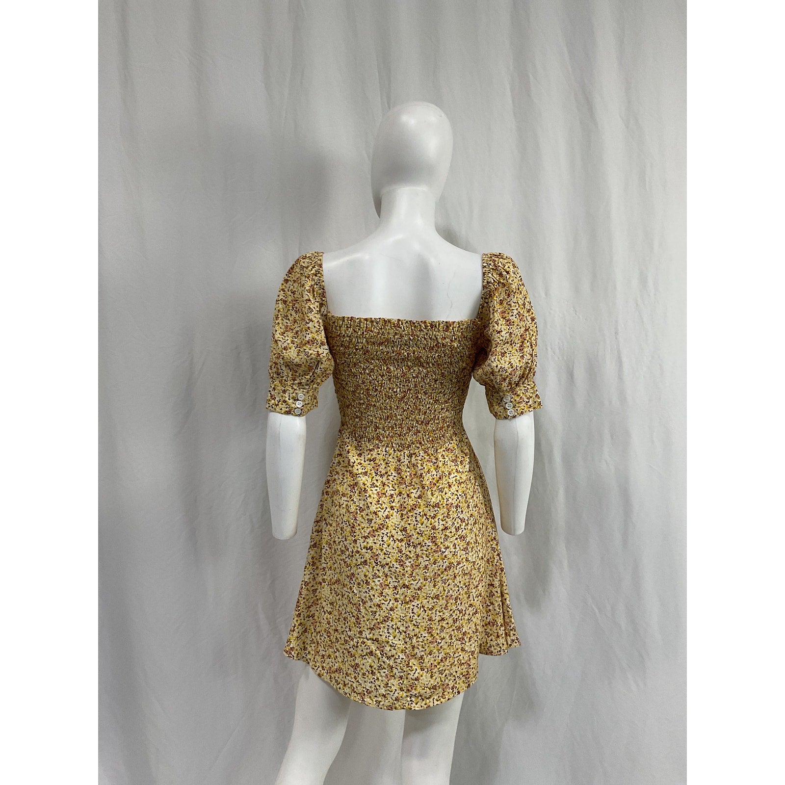 Faithfull The Brand 'Dulcia' Yellow Rayon Mini Dress Size 4