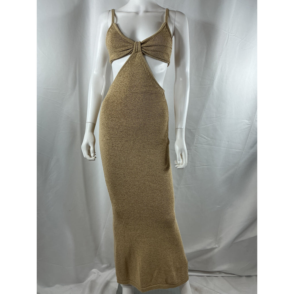 Cult Gaia Printed Tan Cotton Long Dress Size XS - NWT