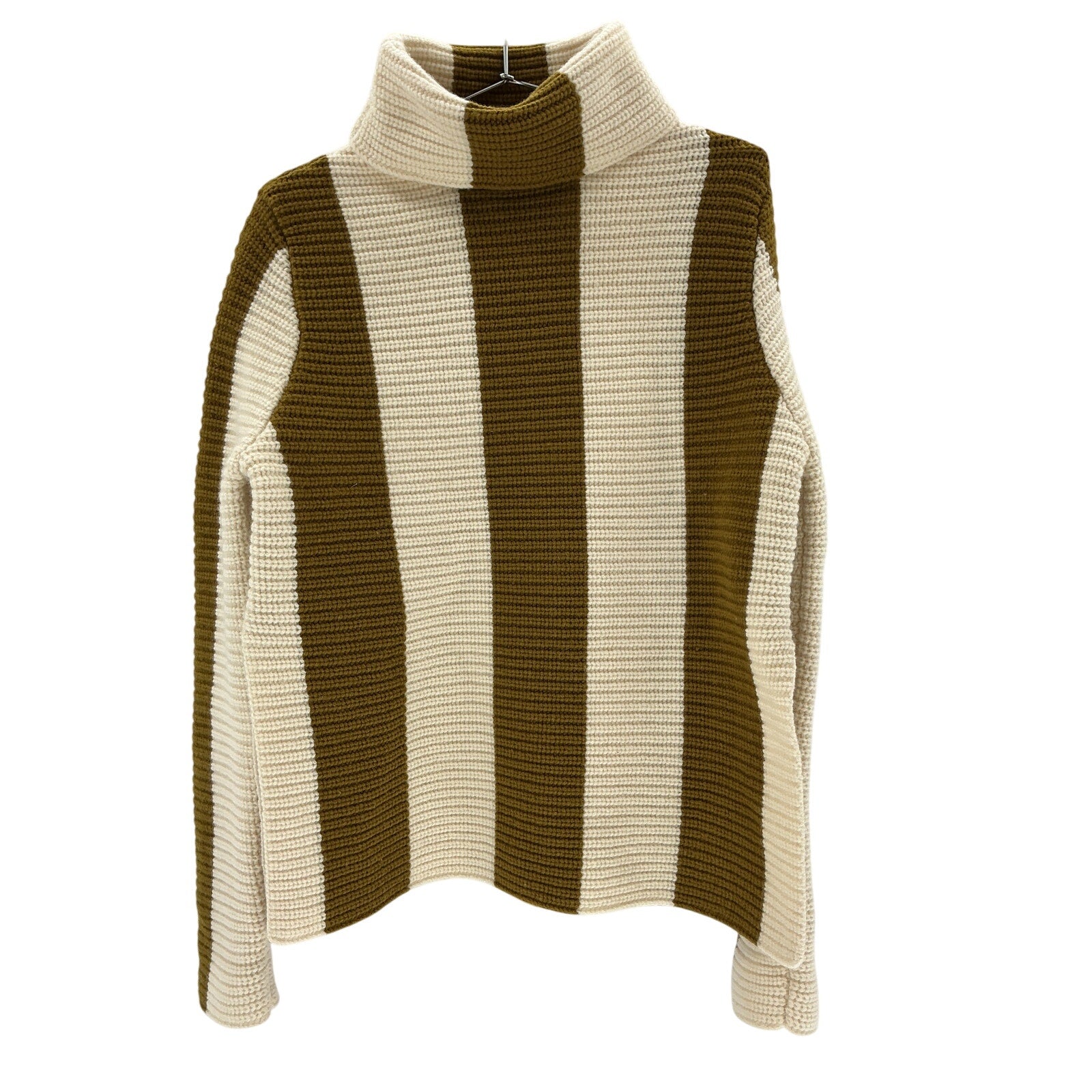 Yaitte Mast Striped Brown Wool Turtleneck Sweater Size XS