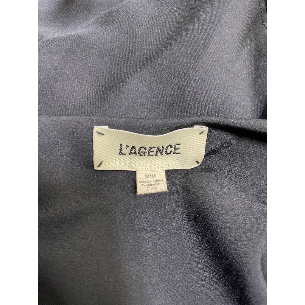 L'Agence 'Zion' Black Silk Cold-Shoulder Blouse Size M