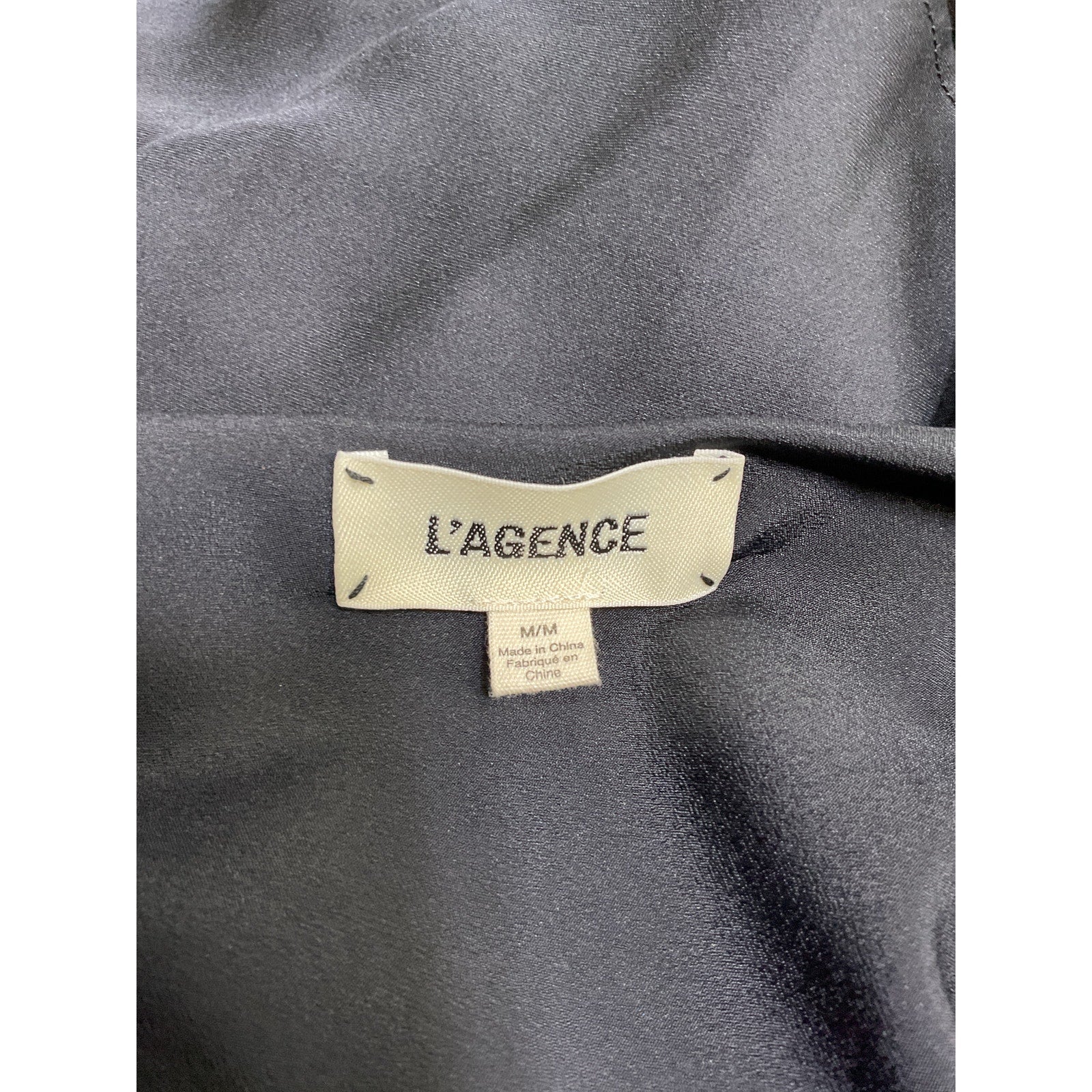 L'Agence 'Zion' Black Silk Cold-Shoulder Blouse Size M