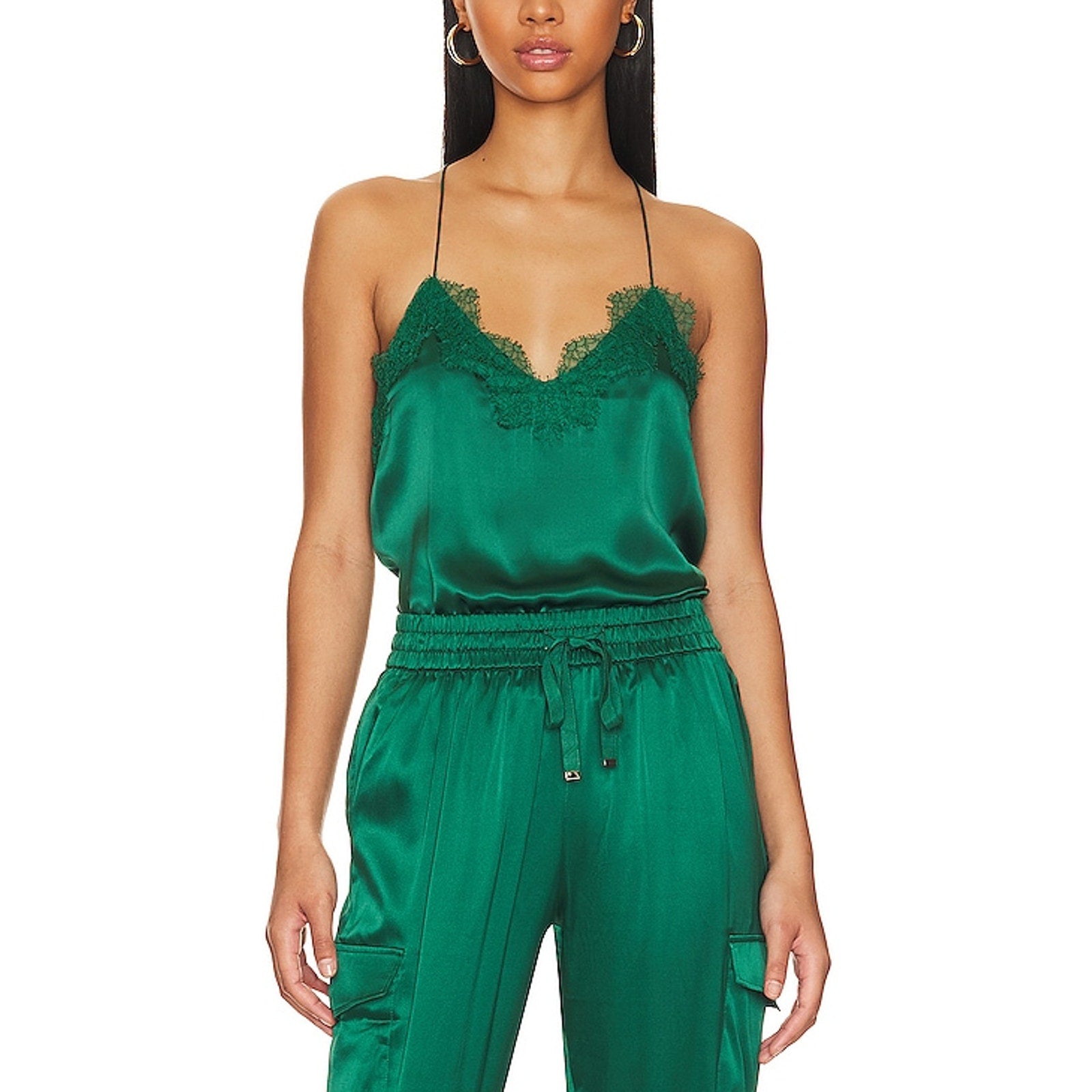 Cami Nyc Racer Green Silk Charmeuse Cami Size XS