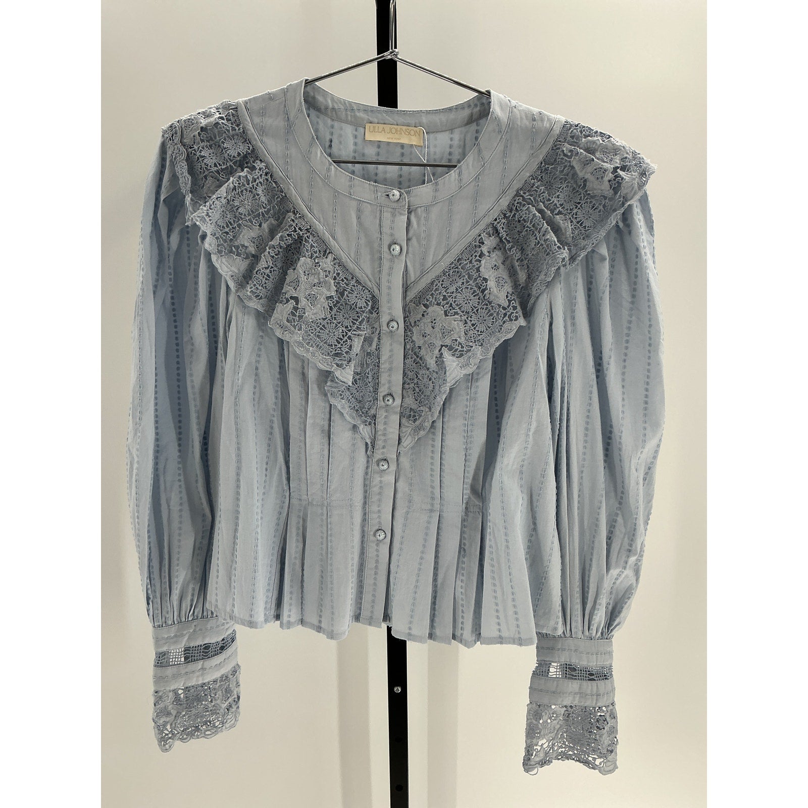 Ulla Johnson 'Esther' Blue Cotton Long Sleeve Blouse Size 10