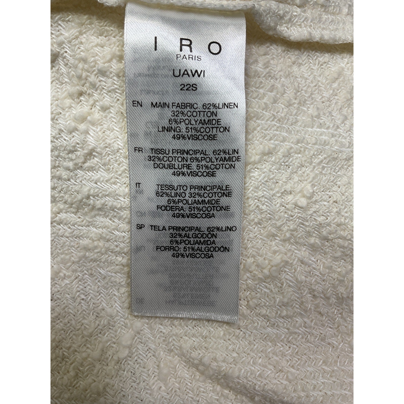 Iro 'Uawi' White Tweed Skort Size 2 - NWT