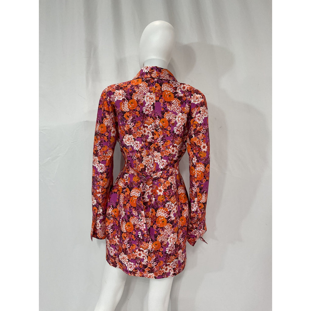 Magda Butrym FloralPrint Pink Silk Mini Shirt Dress Size 36