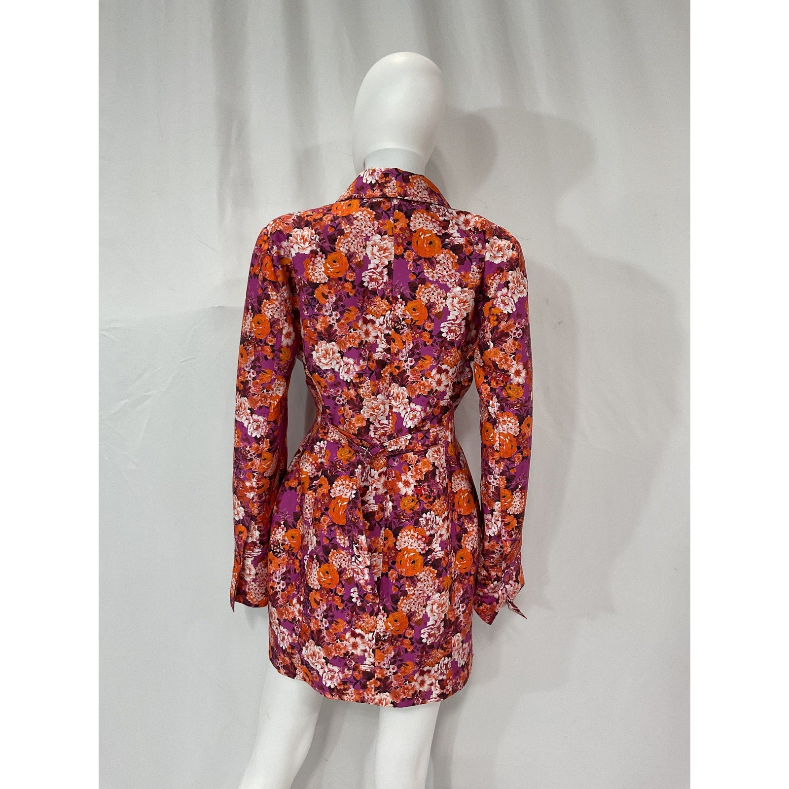Magda Butrym FloralPrint Pink Silk Mini Shirt Dress Size 36