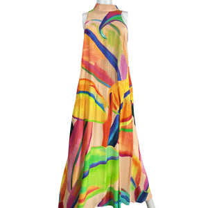 Farm Rio Vibrant Multicolor Halter Maxi Dress Size S