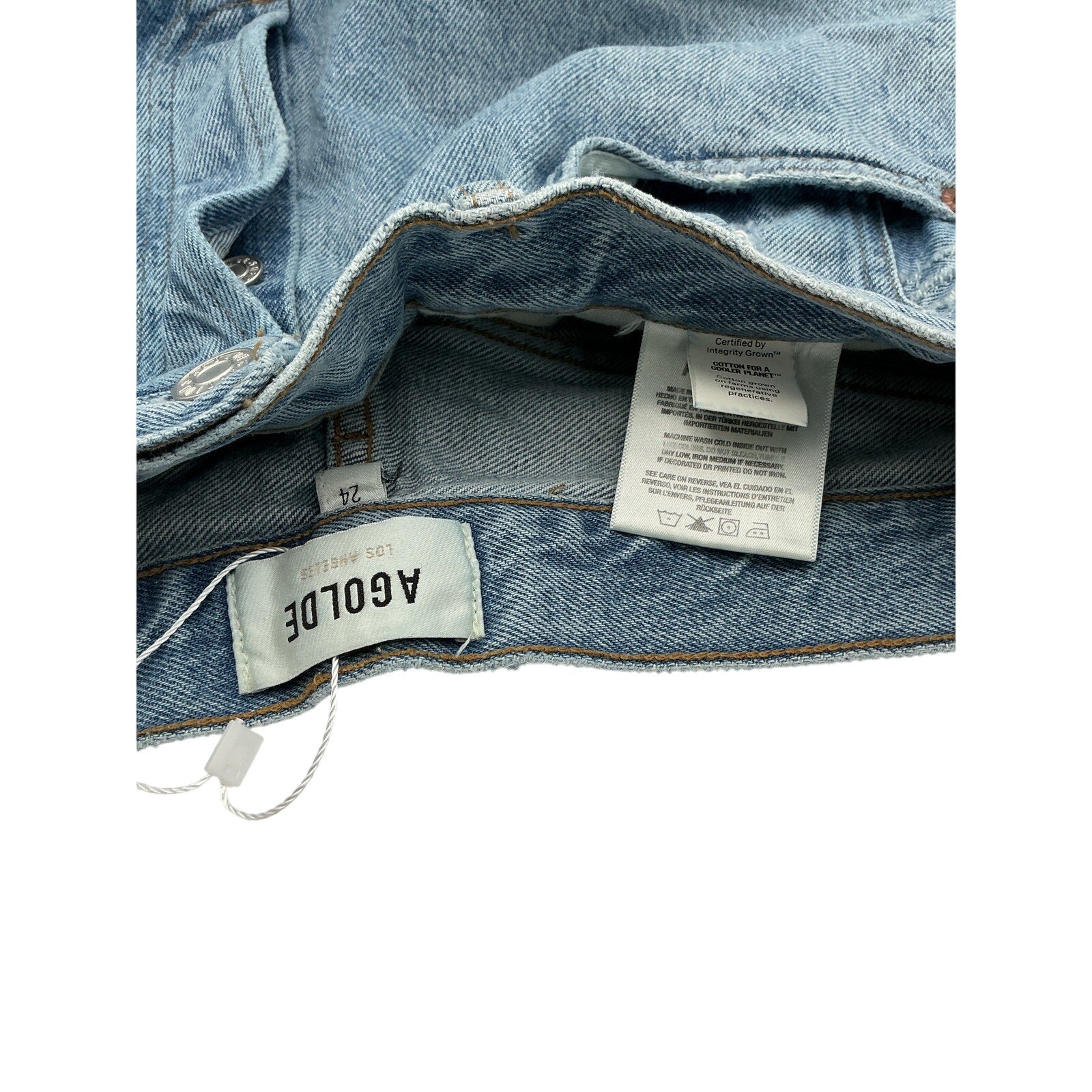 Agolde 'Lana' Blue Cotton Mid Rise Straight Jeans Size 24