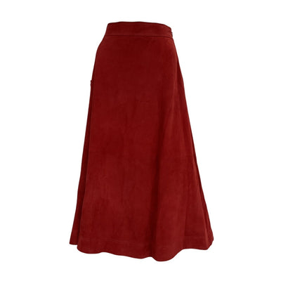 Loulou Studio Suede Red Thea Midi Skirt Size S