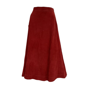 Loulou Studio Suede Red Thea Midi Skirt Size S
