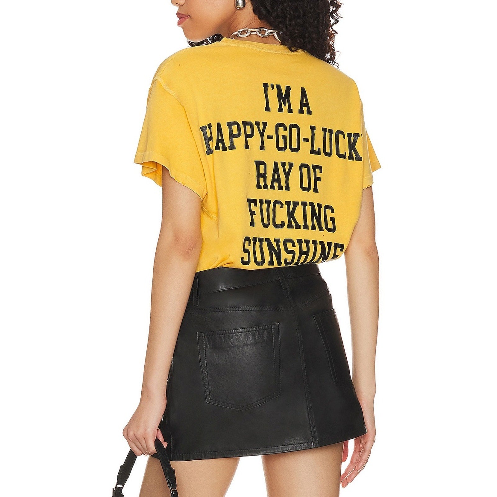 Madeworn Yellow Cotton Happy - Go - Lucky Tee Size L