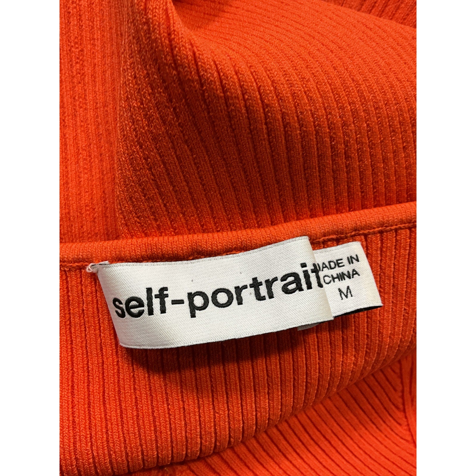 Self-Portrait 'Striped' Orange Midi Length Dress Size M