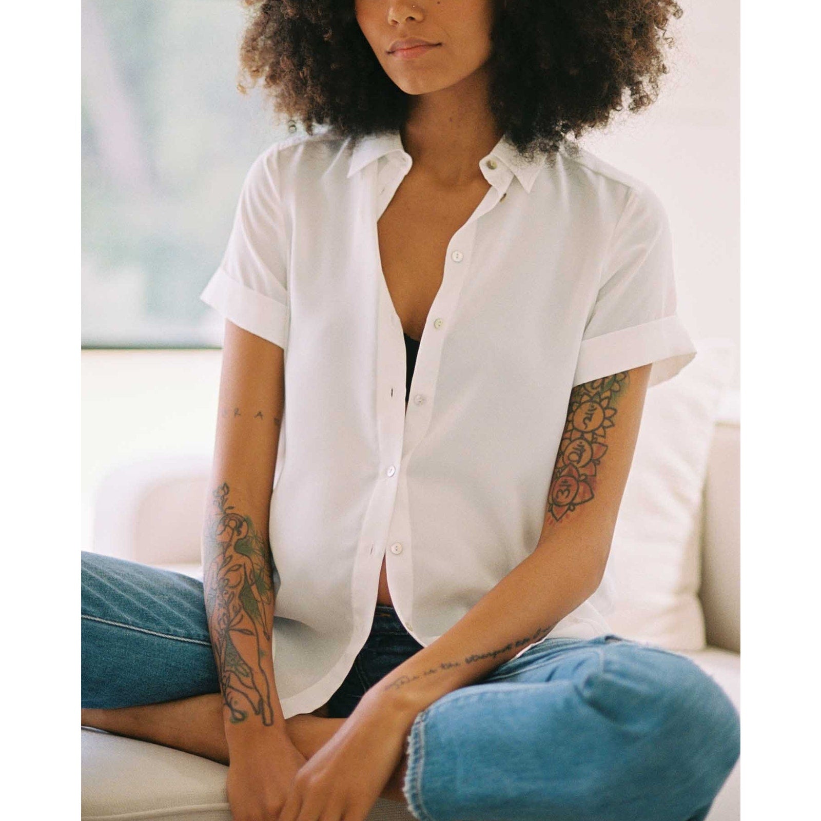 Hatch 'The Savannah' White Polyester Top Size 0