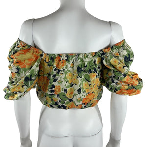 Faithfull The Brand Off-Shoulder Pilotta Floral Pontina Crop Top Size S